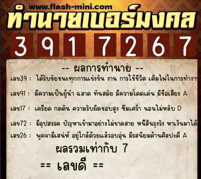 ทำนายเบอร์มงคล 0XX-3917267 ทำนายเบอร์มงคล หมายเลข 081-391726 ทำนายเบอร์มงคล 0XX-3917267 ทำนายเบอร์มงคล หมายเลข 081-391726