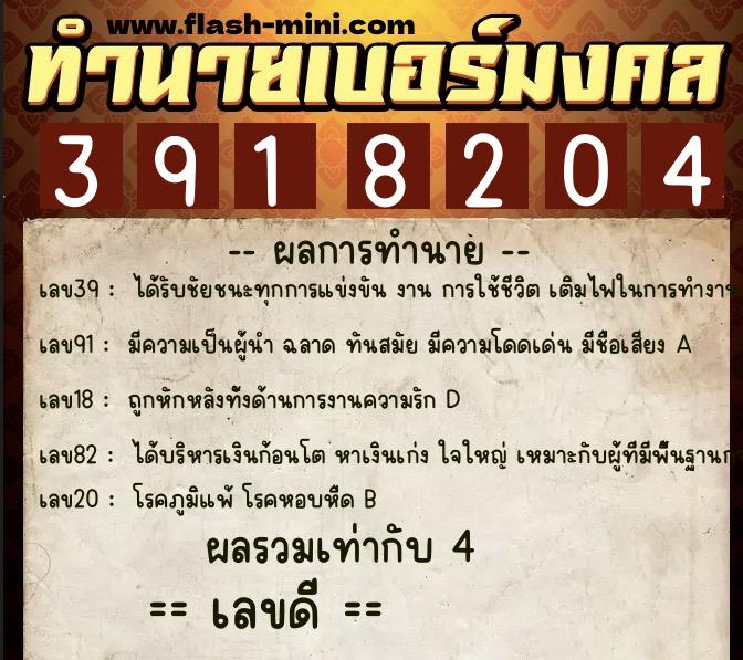 ทำนายเบอร์มงคล 0XX-3918204 ทำนายเบอร์มงคล หมายเลข 091-391820 ทำนายเบอร์มงคล 0XX-3918204 ทำนายเบอร์มงคล หมายเลข 091-391820