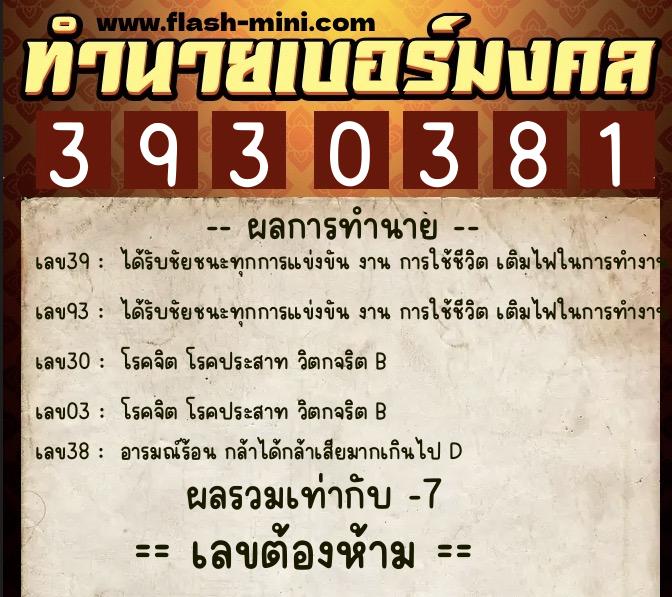 ทำนายเบอร์มงคล 0XX-3930381 ทำนายเบอร์มงคล หมายเลข 085-393038 ทำนายเบอร์มงคล 0XX-3930381 ทำนายเบอร์มงคล หมายเลข 085-393038