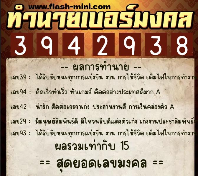 ทำนายเบอร์มงคล 0XX-3942938  ทำนายเบอร์มงคล หมายเลข 063-394293  ทำนายเบอร์มงคล 0XX-3942938  ทำนายเบอร์มงคล หมายเลข 063-394293