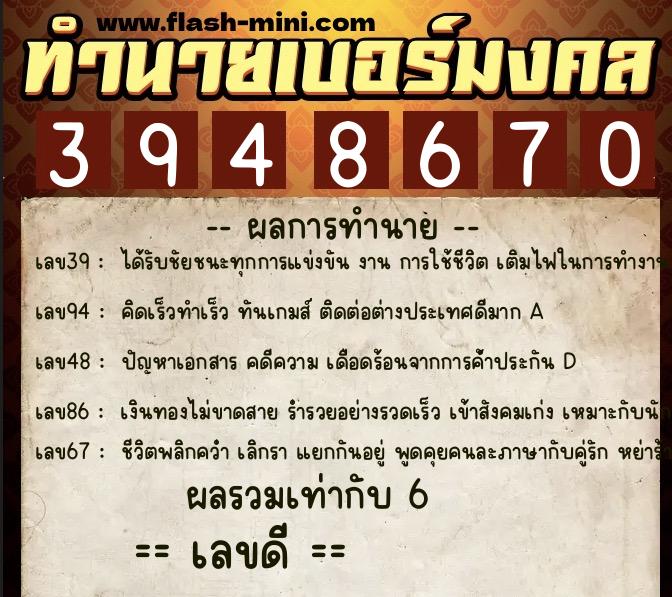 ทำนายเบอร์มงคล 0XX-3948670 ทำนายเบอร์มงคล หมายเลข 090-394867 ทำนายเบอร์มงคล 0XX-3948670 ทำนายเบอร์มงคล หมายเลข 090-394867
