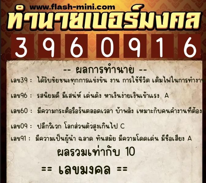 ทำนายเบอร์มงคล 0XX-3960916 ทำนายเบอร์มงคล หมายเลข 083-396091 ทำนายเบอร์มงคล 0XX-3960916 ทำนายเบอร์มงคล หมายเลข 083-396091