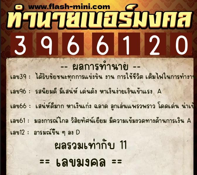 ทำนายเบอร์มงคล 0XX-3966120 ทำนายเบอร์มงคล หมายเลข 081-396612 ทำนายเบอร์มงคล 0XX-3966120 ทำนายเบอร์มงคล หมายเลข 081-396612