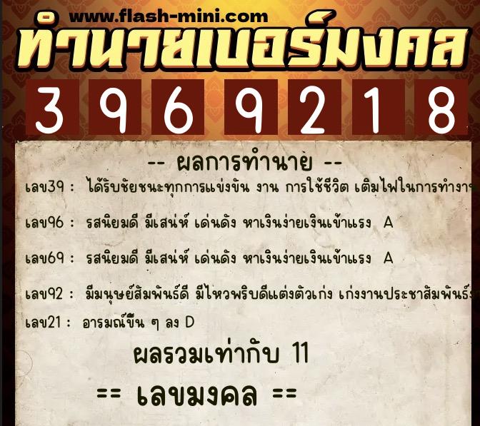 ทำนายเบอร์มงคล 0XX-3969218 ทำนายเบอร์มงคล หมายเลข 081-396921 ทำนายเบอร์มงคล 0XX-3969218 ทำนายเบอร์มงคล หมายเลข 081-396921
