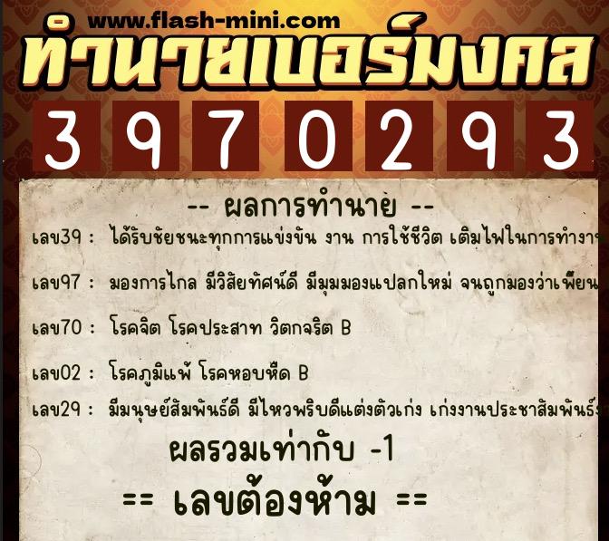 ทำนายเบอร์มงคล 0XX-3970293 ทำนายเบอร์มงคล หมายเลข 083-397029 ทำนายเบอร์มงคล 0XX-3970293 ทำนายเบอร์มงคล หมายเลข 083-397029