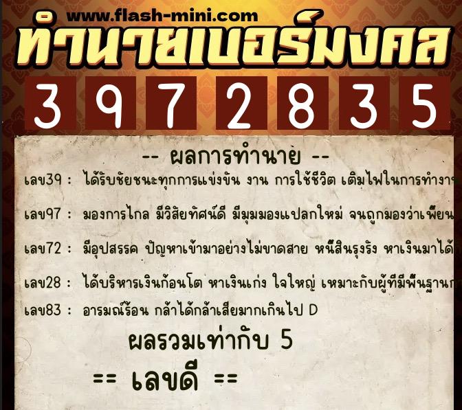 ทำนายเบอร์มงคล 0XX-3972835 ทำนายเบอร์มงคล หมายเลข 094-397283 ทำนายเบอร์มงคล 0XX-3972835 ทำนายเบอร์มงคล หมายเลข 094-397283