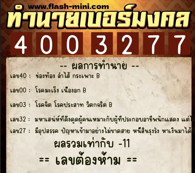 ทำนายเบอร์มงคล 0XX-4003277 ทำนายเบอร์มงคล หมายเลข 086-400327 ทำนายเบอร์มงคล 0XX-4003277 ทำนายเบอร์มงคล หมายเลข 086-400327