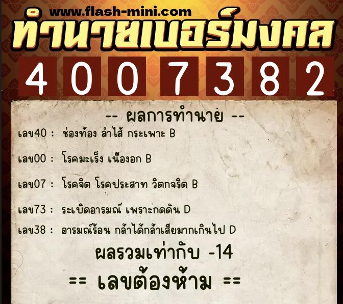 ทำนายเบอร์มงคล 0XX-4007382 ทำนายเบอร์มงคล หมายเลข 091-400738 ทำนายเบอร์มงคล 0XX-4007382 ทำนายเบอร์มงคล หมายเลข 091-400738