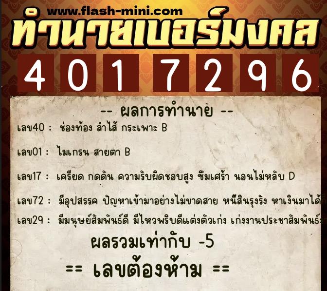 ทำนายเบอร์มงคล 0XX-4017296 ทำนายเบอร์มงคล หมายเลข 096-401729 ทำนายเบอร์มงคล 0XX-4017296 ทำนายเบอร์มงคล หมายเลข 096-401729
