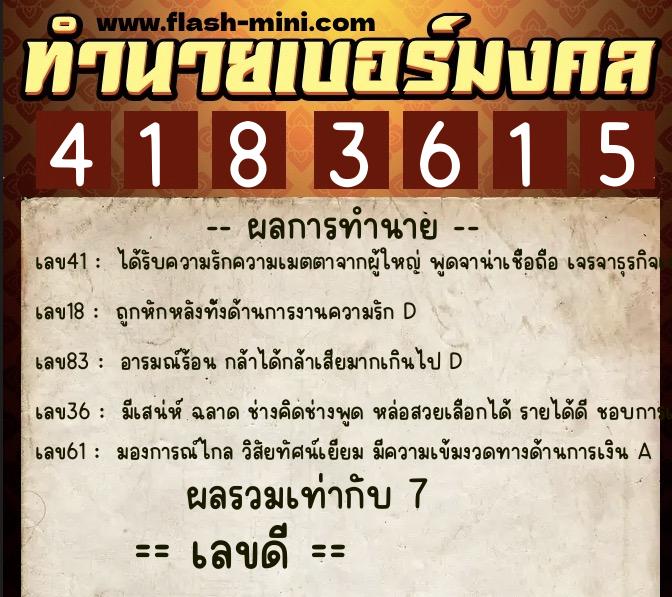 ทำนายเบอร์มงคล 0XX-4183615 ทำนายเบอร์มงคล หมายเลข 084-418361 ทำนายเบอร์มงคล 0XX-4183615 ทำนายเบอร์มงคล หมายเลข 084-418361