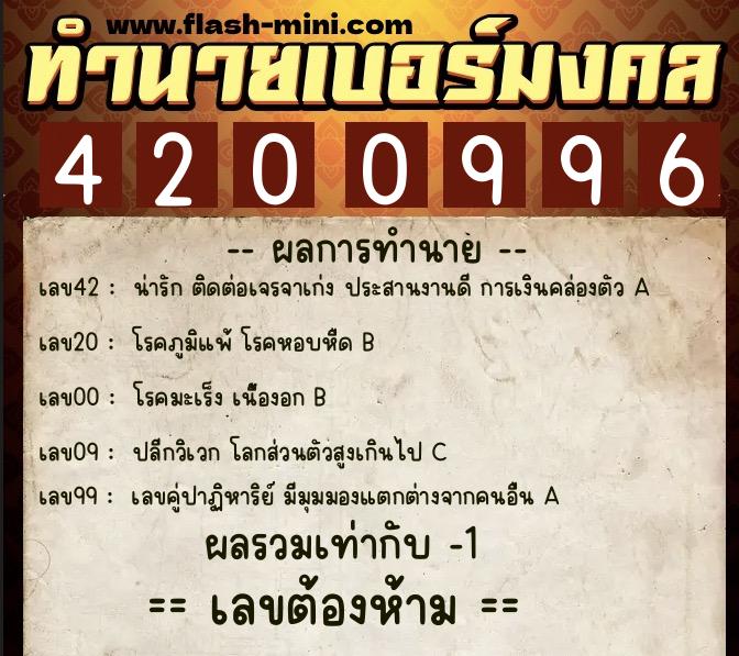 ทำนายเบอร์มงคล 0XX-4200996 ทำนายเบอร์มงคล หมายเลข 063-420099 ทำนายเบอร์มงคล 0XX-4200996 ทำนายเบอร์มงคล หมายเลข 063-420099