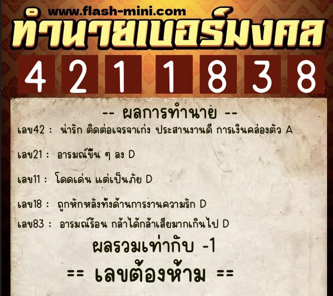 ทำนายเบอร์มงคล 0XX-4211838 ทำนายเบอร์มงคล หมายเลข 092-421183 ทำนายเบอร์มงคล 0XX-4211838 ทำนายเบอร์มงคล หมายเลข 092-421183