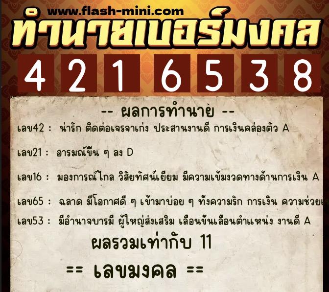 ทำนายเบอร์มงคล 0XX-4216538 ทำนายเบอร์มงคล หมายเลข 068-421653 ทำนายเบอร์มงคล 0XX-4216538 ทำนายเบอร์มงคล หมายเลข 068-421653