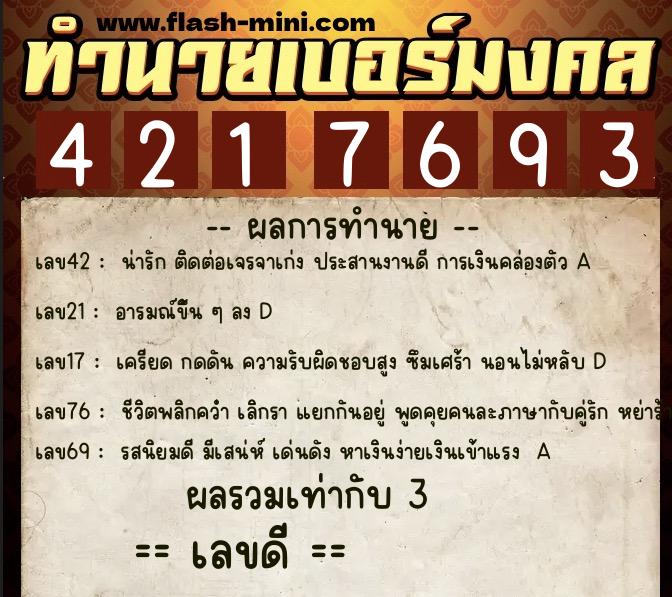 ทำนายเบอร์มงคล 0XX-4217693 ทำนายเบอร์มงคล หมายเลข 095-421769 ทำนายเบอร์มงคล 0XX-4217693 ทำนายเบอร์มงคล หมายเลข 095-421769