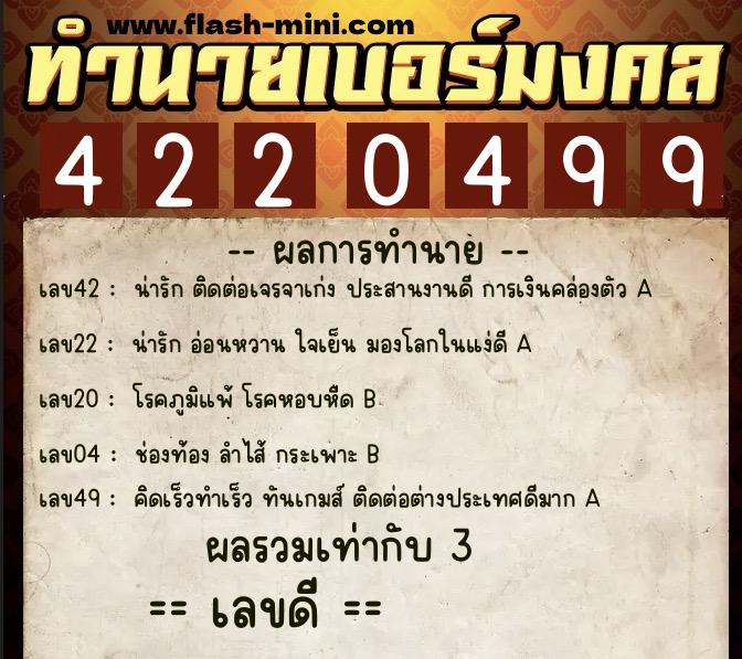 ทำนายเบอร์มงคล 0XX-4220499 ทำนายเบอร์มงคล หมายเลข 064-422049 ทำนายเบอร์มงคล 0XX-4220499 ทำนายเบอร์มงคล หมายเลข 064-422049