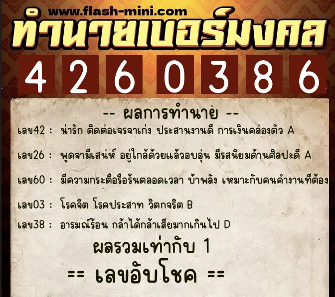 ทำนายเบอร์มงคล 0XX-4260386 ทำนายเบอร์มงคล หมายเลข 086-426038 ทำนายเบอร์มงคล 0XX-4260386 ทำนายเบอร์มงคล หมายเลข 086-426038