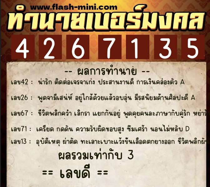 ทำนายเบอร์มงคล 0XX-4267135 ทำนายเบอร์มงคล หมายเลข 080-426713 ทำนายเบอร์มงคล 0XX-4267135 ทำนายเบอร์มงคล หมายเลข 080-426713