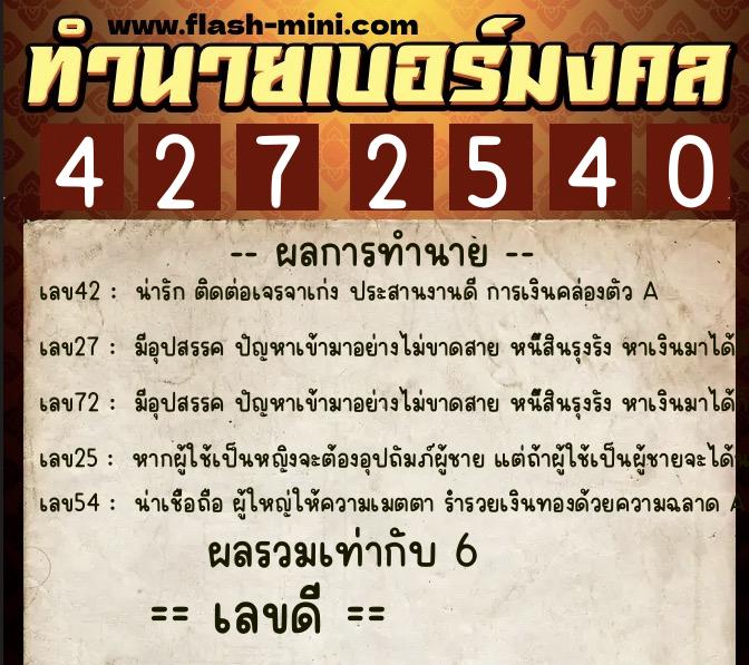 ทำนายเบอร์มงคล 0XX-4272540 ทำนายเบอร์มงคล หมายเลข 060-427254 ทำนายเบอร์มงคล 0XX-4272540 ทำนายเบอร์มงคล หมายเลข 060-427254