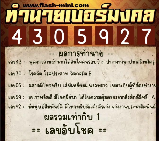 ทำนายเบอร์มงคล 0XX-4305927 ทำนายเบอร์มงคล หมายเลข 098-430592 ทำนายเบอร์มงคล 0XX-4305927 ทำนายเบอร์มงคล หมายเลข 098-430592