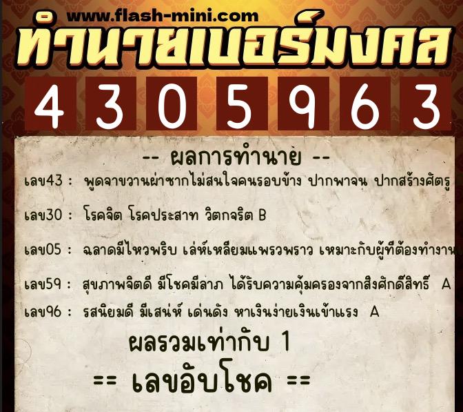 ทำนายเบอร์มงคล 0XX-4305963 ทำนายเบอร์มงคล หมายเลข 084-430596 ทำนายเบอร์มงคล 0XX-4305963 ทำนายเบอร์มงคล หมายเลข 084-430596