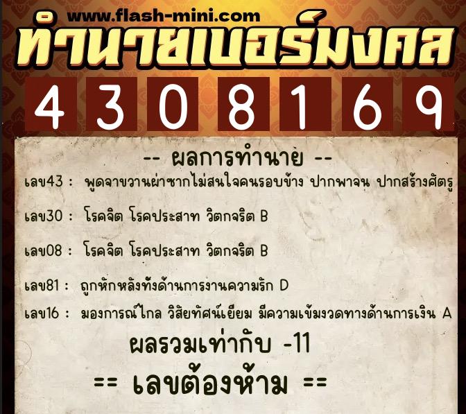 ทำนายเบอร์มงคล 0XX-4308169 ทำนายเบอร์มงคล หมายเลข 088-430816 ทำนายเบอร์มงคล 0XX-4308169 ทำนายเบอร์มงคล หมายเลข 088-430816