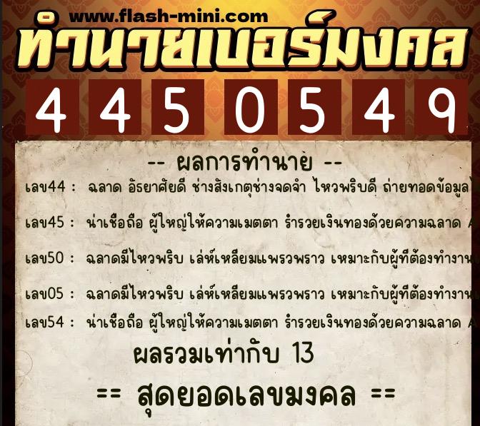ทำนายเบอร์มงคล 0XX-4450549 ทำนายเบอร์มงคล หมายเลข 064-445054 ทำนายเบอร์มงคล 0XX-4450549 ทำนายเบอร์มงคล หมายเลข 064-445054