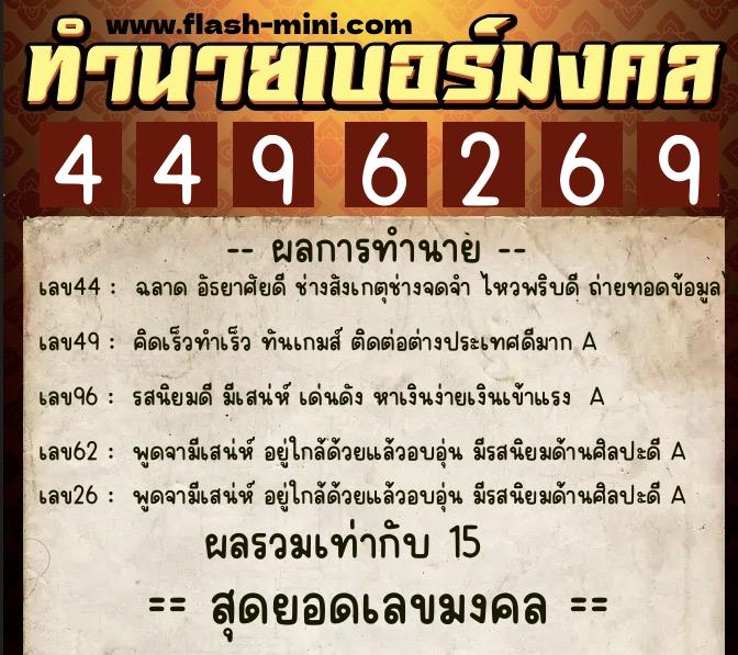 ทำนายเบอร์มงคล 0XX-4496269 ทำนายเบอร์มงคล หมายเลข 067-449626 ทำนายเบอร์มงคล 0XX-4496269 ทำนายเบอร์มงคล หมายเลข 067-449626
