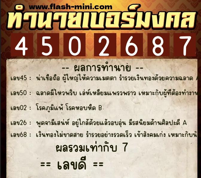 ทำนายเบอร์มงคล 0XX-4502687 ทำนายเบอร์มงคล หมายเลข 096-450268 ทำนายเบอร์มงคล 0XX-4502687 ทำนายเบอร์มงคล หมายเลข 096-450268