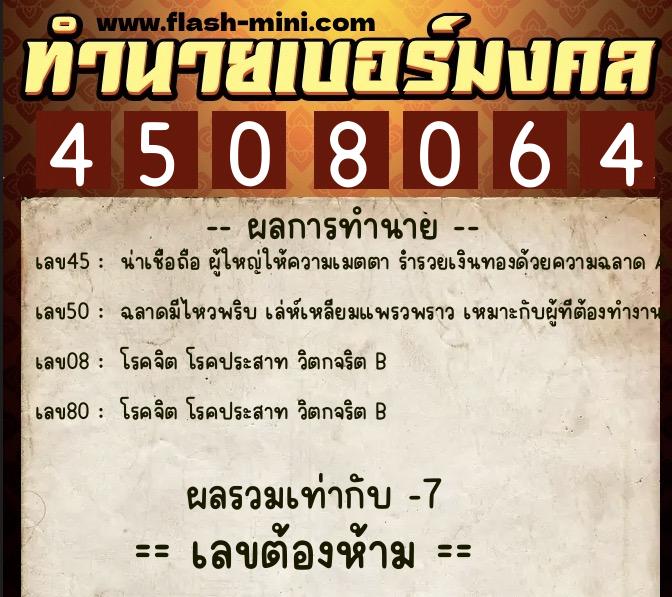 ทำนายเบอร์มงคล 0XX-4508064 ทำนายเบอร์มงคล หมายเลข 096-450806 ทำนายเบอร์มงคล 0XX-4508064 ทำนายเบอร์มงคล หมายเลข 096-450806