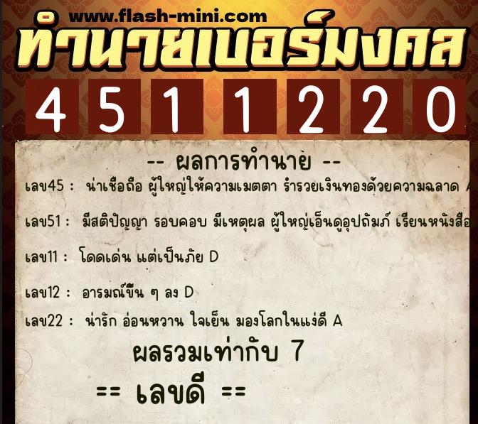 ทำนายเบอร์มงคล 0XX-4511220 ทำนายเบอร์มงคล หมายเลข 062-451122 ทำนายเบอร์มงคล 0XX-4511220 ทำนายเบอร์มงคล หมายเลข 062-451122