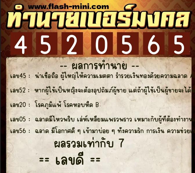 ทำนายเบอร์มงคล 0XX-4520565 ทำนายเบอร์มงคล หมายเลข 067-452056 ทำนายเบอร์มงคล 0XX-4520565 ทำนายเบอร์มงคล หมายเลข 067-452056