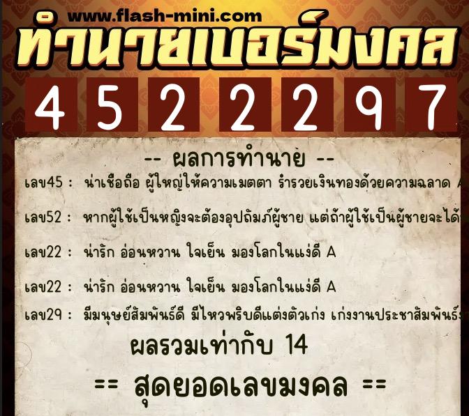 ทำนายเบอร์มงคล 0XX-4522297 ทำนายเบอร์มงคล หมายเลข 095-452229 ทำนายเบอร์มงคล 0XX-4522297 ทำนายเบอร์มงคล หมายเลข 095-452229