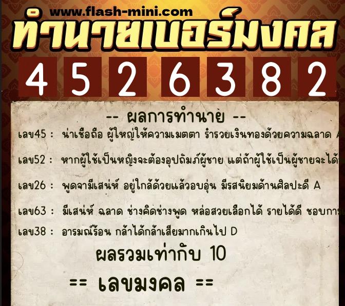 ทำนายเบอร์มงคล 0XX-4526382 ทำนายเบอร์มงคล หมายเลข 098-452638 ทำนายเบอร์มงคล 0XX-4526382 ทำนายเบอร์มงคล หมายเลข 098-452638