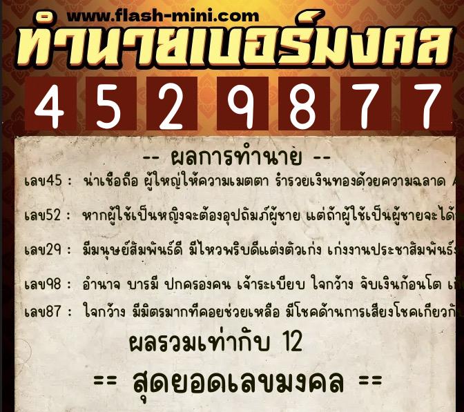 ทำนายเบอร์มงคล 0XX-4529877 ทำนายเบอร์มงคล หมายเลข 094-452987 ทำนายเบอร์มงคล 0XX-4529877 ทำนายเบอร์มงคล หมายเลข 094-452987