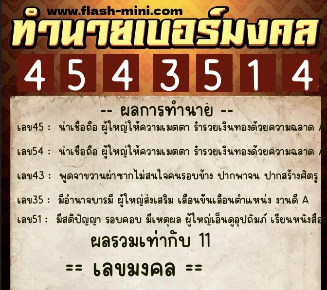 ทำนายเบอร์มงคล 0XX-4543514 ทำนายเบอร์มงคล หมายเลข 099-454351 ทำนายเบอร์มงคล 0XX-4543514 ทำนายเบอร์มงคล หมายเลข 099-454351