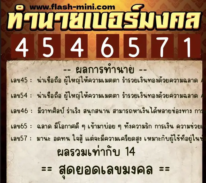 ทำนายเบอร์มงคล 0XX-4546571 ทำนายเบอร์มงคล หมายเลข 069-454657 ทำนายเบอร์มงคล 0XX-4546571 ทำนายเบอร์มงคล หมายเลข 069-454657