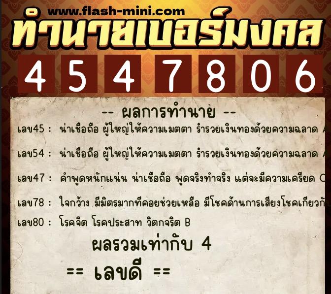ทำนายเบอร์มงคล 0XX-4547806 ทำนายเบอร์มงคล หมายเลข 068-454780 ทำนายเบอร์มงคล 0XX-4547806 ทำนายเบอร์มงคล หมายเลข 068-454780
