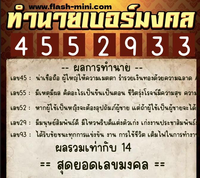 ทำนายเบอร์มงคล 0XX-4552933 ทำนายเบอร์มงคล หมายเลข 090-455293 ทำนายเบอร์มงคล 0XX-4552933 ทำนายเบอร์มงคล หมายเลข 090-455293