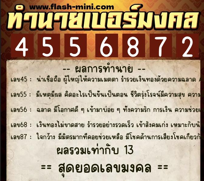 ทำนายเบอร์มงคล 0XX-4556872 ทำนายเบอร์มงคล หมายเลข 093-455687 ทำนายเบอร์มงคล 0XX-4556872 ทำนายเบอร์มงคล หมายเลข 093-455687