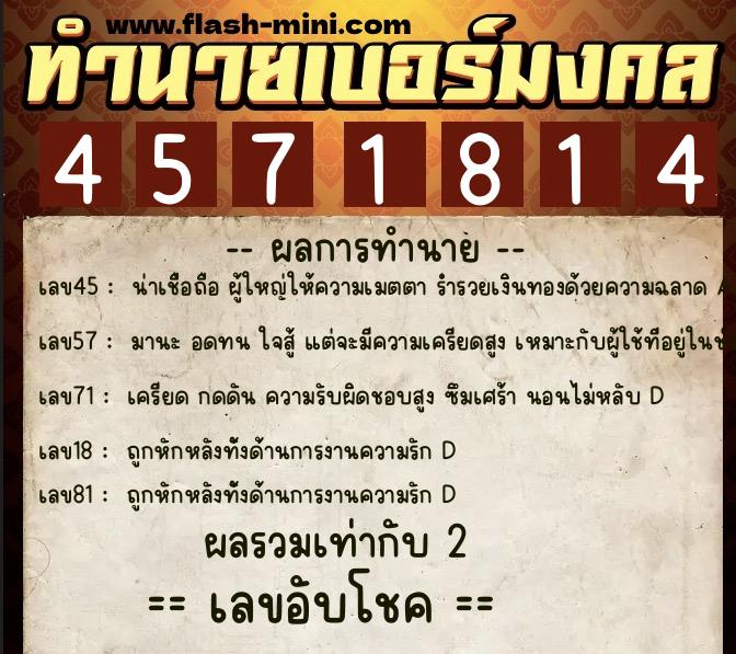 ทำนายเบอร์มงคล 0XX-4571814 ทำนายเบอร์มงคล หมายเลข 066-457181 ทำนายเบอร์มงคล 0XX-4571814 ทำนายเบอร์มงคล หมายเลข 066-457181