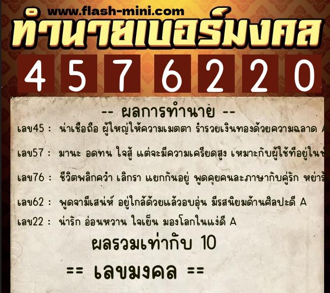 ทำนายเบอร์มงคล 0XX-4576220 ทำนายเบอร์มงคล หมายเลข 085-457622 ทำนายเบอร์มงคล 0XX-4576220 ทำนายเบอร์มงคล หมายเลข 085-457622