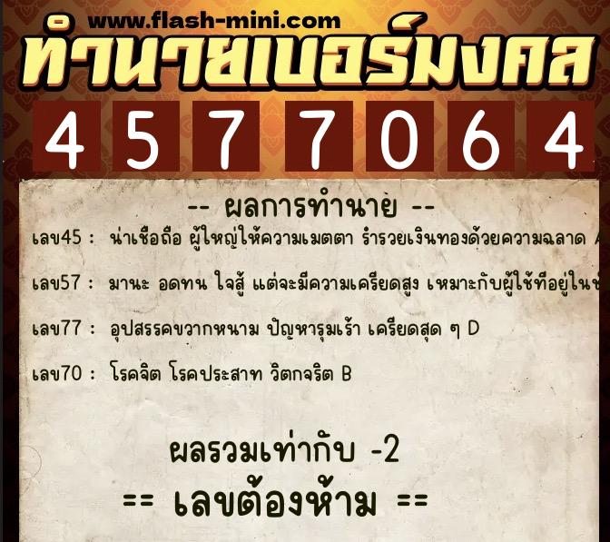 ทำนายเบอร์มงคล 0XX-4577064 ทำนายเบอร์มงคล หมายเลข 088-457706 ทำนายเบอร์มงคล 0XX-4577064 ทำนายเบอร์มงคล หมายเลข 088-457706