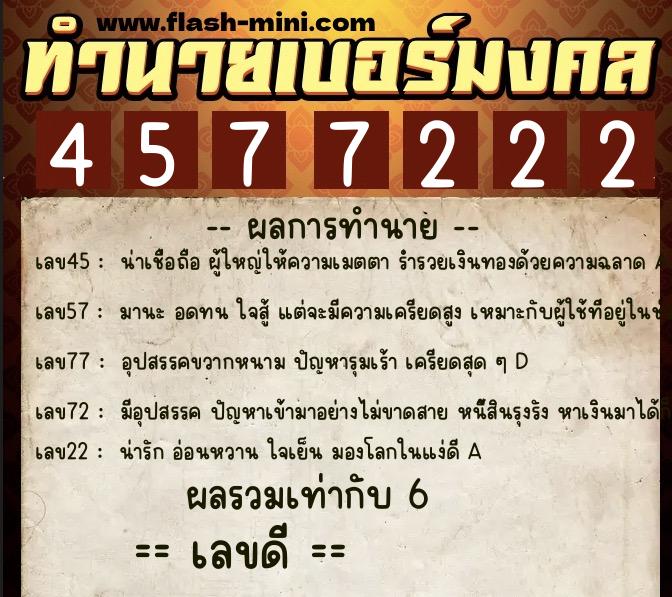 ทำนายเบอร์มงคล 0XX-4577222 ทำนายเบอร์มงคล หมายเลข 060-457722 ทำนายเบอร์มงคล 0XX-4577222 ทำนายเบอร์มงคล หมายเลข 060-457722