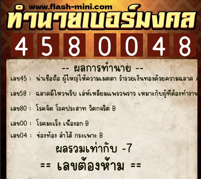 ทำนายเบอร์มงคล 0XX-4580048 ทำนายเบอร์มงคล หมายเลข 085-458004 ทำนายเบอร์มงคล 0XX-4580048 ทำนายเบอร์มงคล หมายเลข 085-458004