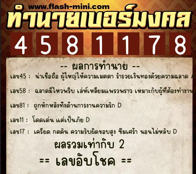 ทำนายเบอร์มงคล 0XX-4581178 ทำนายเบอร์มงคล หมายเลข 088-458117 ทำนายเบอร์มงคล 0XX-4581178 ทำนายเบอร์มงคล หมายเลข 088-458117