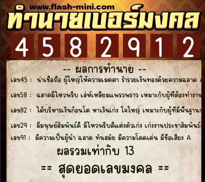 ทำนายเบอร์มงคล 0XX-4582912 ทำนายเบอร์มงคล หมายเลข 060-458291 ทำนายเบอร์มงคล 0XX-4582912 ทำนายเบอร์มงคล หมายเลข 060-458291