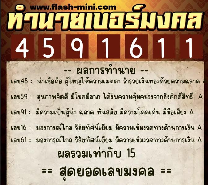 ทำนายเบอร์มงคล 0XX-4591611 ทำนายเบอร์มงคล หมายเลข 065-459161 ทำนายเบอร์มงคล 0XX-4591611 ทำนายเบอร์มงคล หมายเลข 065-459161