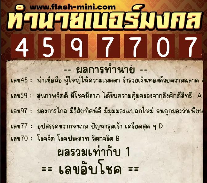 ทำนายเบอร์มงคล 0XX-4597707 ทำนายเบอร์มงคล หมายเลข 063-459770 ทำนายเบอร์มงคล 0XX-4597707 ทำนายเบอร์มงคล หมายเลข 063-459770
