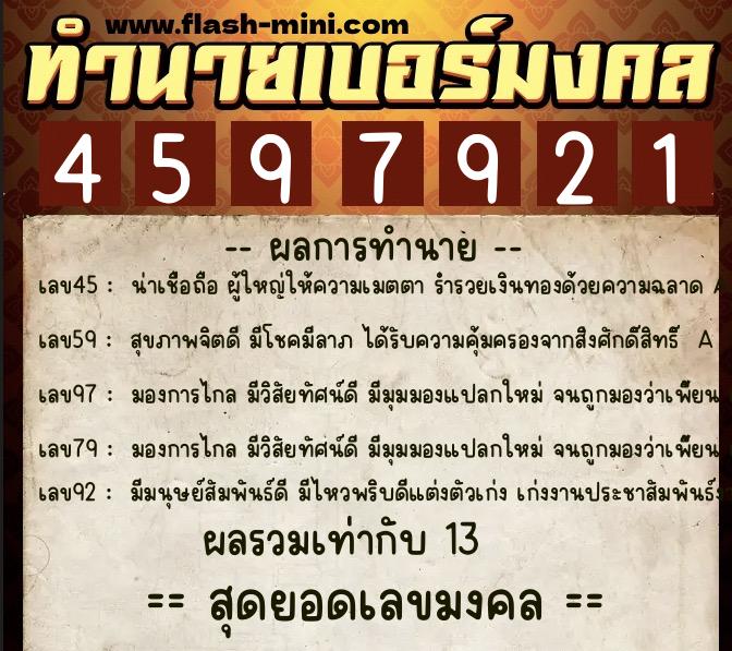 ทำนายเบอร์มงคล 0XX-4597921 ทำนายเบอร์มงคล หมายเลข 061-459792 ทำนายเบอร์มงคล 0XX-4597921 ทำนายเบอร์มงคล หมายเลข 061-459792