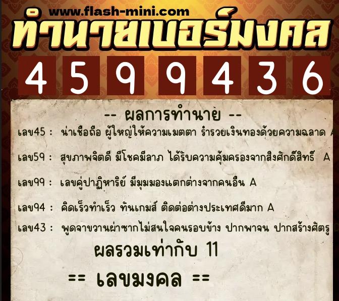 ทำนายเบอร์มงคล 0XX-4599436 ทำนายเบอร์มงคล หมายเลข 081-459943 ทำนายเบอร์มงคล 0XX-4599436 ทำนายเบอร์มงคล หมายเลข 081-459943